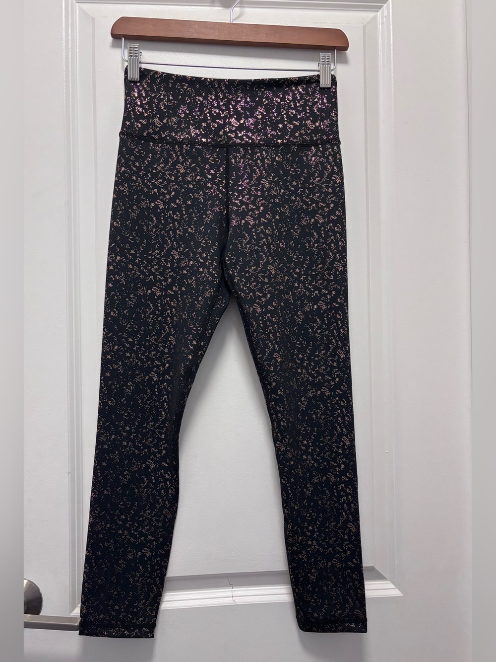 ZYIA Black Leggings with Rose Metallic Speckle
